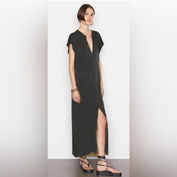 Frame Denim Slit Midi Dress Charcoal - Picture 1 of 10